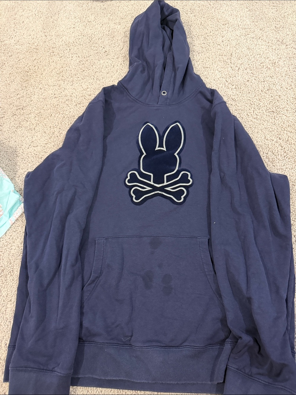 Psycho Bunny Navy Blue Pullover Hoodie with Logo